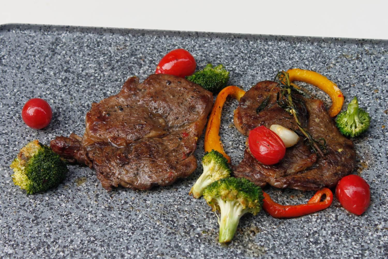Steaks and veggies on Atgrills electric griddle