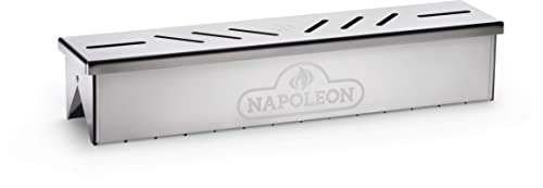 नेपोलियन स्टेनलेस स्टील स्मोकर बॉक्स 67013 बीबीक्यू में स्मोकी फ्लेवर जोड़ें, आसानी से गैस ग्रिल को स्मोकर में बदलें, बारबेक्यू पर भोजन को स्मोक करने के लिए लकड़ी के चिप्स या टुकड़े डालें 16.25 x 2.54 x 3.5