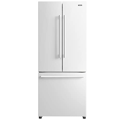 Galanz GLR16FWEE16 Kühlschrank mit 3 französischen Türen und Gefrierfach unten, verstellbarer elektrischer Thermostat, Feuchtigkeitskontrolle, frostfrei, Cu.Ft, Weiß, 16 cu ft