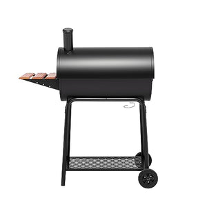 Royal Gourmet CC1830V 30 桶木炭烤架，带木漆侧前桌，627 平方英寸烹饪空间，适用于户外后院、露台和派对，黑色