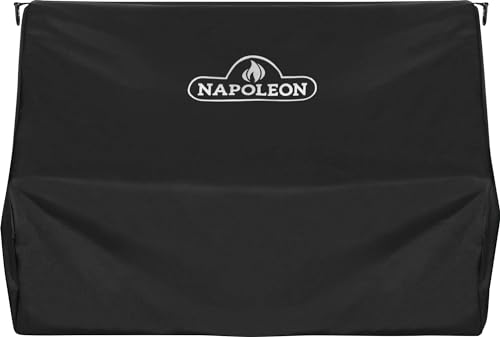 Napoleon Premium-Abdeckung für Prestige Pro 500 und Prestige 500 Einbau-BBQ-Grills, schwarze Abdeckung, wasserabweisend, UV-geschützt, Lüftungsschlitze, Aufhängeschlaufen, verstellbare Schnallengurte