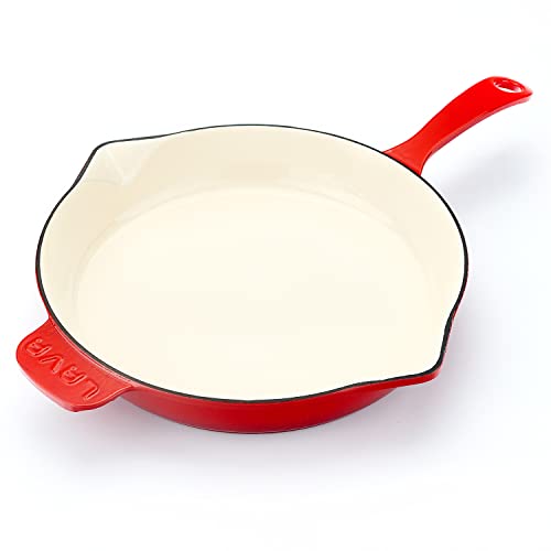 Lava Enameled Cast Iron Ceramic Skillet with Side Drip Spouts - 11 inch