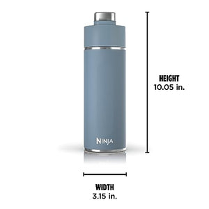 Ninja DW2401BL Thirsti 24 盎司旅行水瓶，适用于碳酸起泡饮料，更冷、更持久，不锈钢，防漏，可保温数小时，可用洗碗机清洗，金属绝缘玻璃杯，蓝色