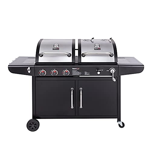 Royal Gourmet ZH3002N 双燃料丙烷气和木炭烧烤组合，3 燃烧器 25,500 BTU，户外烧烤烹饪，黑色
