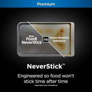Ninja B32102 Foodi NeverStick Premium 2-teiliges Backblech-Set, antihaftbeschichtet, ofenfest bis 500⁰F, mit 10 x 15 Zoll Backblech und 10 x 15 Zoll Kühl-/Bräter, spülmaschinenfest, Grau