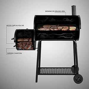 Royal Gourmet CC1830FG 木炭烧烤炉，带高耐热烧烤手套，811 平方英寸，黑色，后院烹饪，带偏置吸烟器