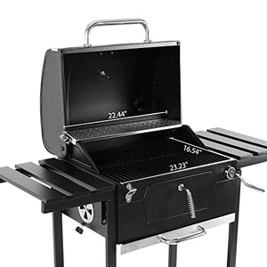 Royal Gourmet CD1824EN Barbecue à charbon de bois de 61 cm avec tables d'appoint, barbecue, pique-nique, terrasse, cuisine, noir