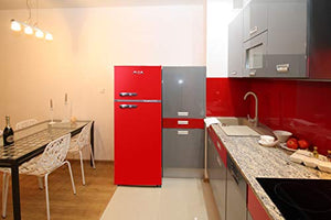 RCA RFR786-RED Refrigerador tamaño apartamento de 2 puertas con congelador, 7,5 pies cúbicos. pies, rojo retro