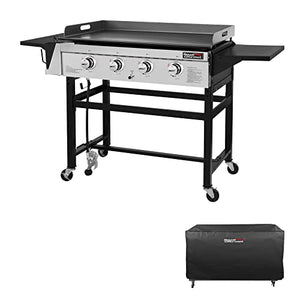 Royal Gourmet 4 Burner Flat Top Grill Griddle Combo Outdoor propane Gas Griddle, GB4001C, 52,000 BTU For Outdoor Events, Camping, BBQ 61.02*23.62*37.60 inches