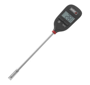 Weber Instant Read Meat Thermometer,1.3 In. W. x 0.3 In. H. x 8 In. L, Black/Silver