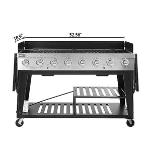 Royal Gourmet 8-Burner Gas Grill, 104,000 BTU Liquid Propane Grill, Independently Controlled Dual Systems, Outdoor Party or Backyard BBQ, Black