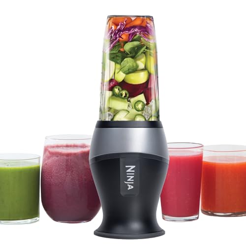 Ninja QB3001SS Ninja Fit Compact Personal Blender, for Shakes, Smoothies, Food Prep, and Frozen Blending, 700-Watt Base and (2) 16-oz. Cups & Spout Lids, Black
