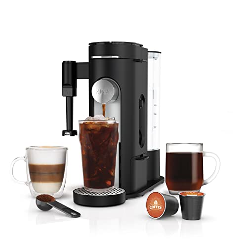 Ninja PB051 咖啡包和咖啡渣专业单份咖啡机，兼容 K 杯咖啡包，内置奶泡器，6 盎司。杯子容量为 24 盎司。旅行杯尺寸，黑色