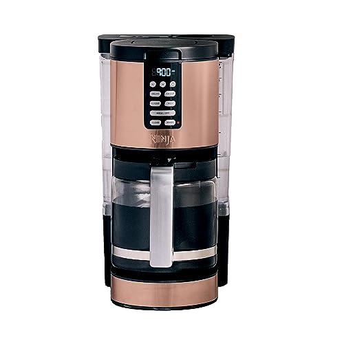 Программируемая кофеварка Ninja DCM201CP XL на 14 чашек PRO с постоянным фильтром, 2 стиля заваривания: классический и насыщенный, отсрочка заваривания, таймер свежести и поддержание тепла, можно мыть в посудомоечной машине, медь