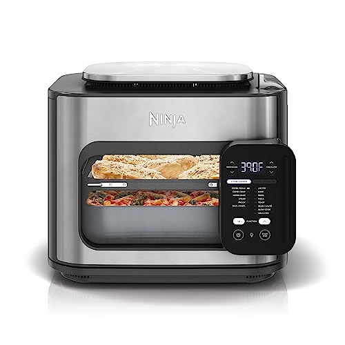 Ninja SFP701 组合一体式多功能炊具、烤箱和空气炸锅，14 合 1 功能，15 分钟全套膳食，包括 3 个配件，自动烹饪菜单，计时器，自动关闭，灰色，14.92 x15.43 x13.11