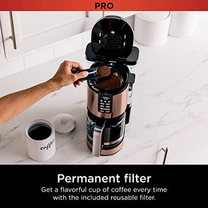 Ninja DCM201CP 可编程 XL 14 杯咖啡机 PRO，带永久过滤器，2 种冲泡风格，经典和丰富，延迟冲泡，新鲜定时器和保温，可用洗碗机清洗，铜质