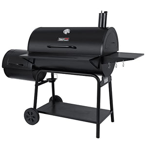 Royal Gourmet CC2036F Charcoal Grill with Offset Smoker Burch BBQ Barrel Grill and Smoker Combo, 1200 Square Inches for Large Event Gathering Patio and Backyard Cooking, Black