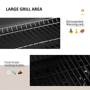 Outsunny Barbecue au charbon de bois, cuisinière portable d'extérieur pour camping, pique-nique ou jardin avec étagère latérale, étagère de rangement inférieure, roues et poignée, gris