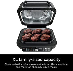 Ninja IG651 Foodi Smart XL Pro 7 合 1 室内烧烤/煎锅组合使用 打开或关闭与煎锅空气炸脱水及更多智能温度计（更新）（黑色）