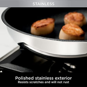 Ninja C60020 Foodi NeverStick Stainless 8-Inch Fry Pan, Polished Stainless-Steel Exterior, Nonstick, Durable & Oven Safe to 500°F, Silver