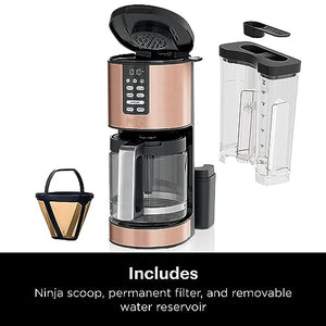 Ninja DCM201CP Programmable XL 14-Cup Coffee Maker PRO with Permanent Filter, 2 Brew Styles Classic & Rich, Delay Brew, Freshness Timer & Keep Warm, Dishwasher Safe, Copper