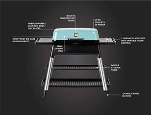 Everdure FURNACE 3-Burner Gas Grill, Liquid Propane Portable BBQ Grill with Die-Cast Aluminum Body and Fast-Ignition Technology, 466 Square Inches of Grilling Surface, Adjustable Height, Mint