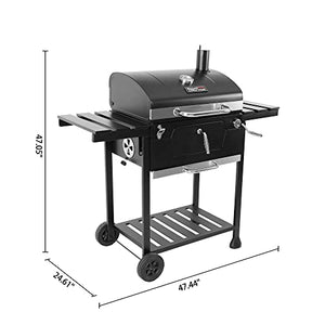 Royal Gourmet CD1824EN 24” Charcoal Grill Outdoor Smoker with Side Tables Backyard Griller Party BBQ Picnic Patio Cooking, Black
