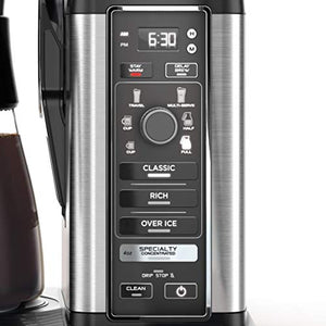 Ninja CM401 Cafetière spécialisée 10 tasses avec 4 styles d'infusion pour café moulu, réservoir d'eau intégré, mousseur pliable et carafe en verre, noir