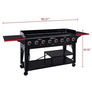 Royal Gourmet GB8003 8-Burner Gas Grill, 104,000 BTU Large Event Propane Grill, Independently Controlled Dual Systems, Outdoor Party or Backyard BBQ, Black