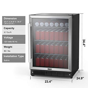 Galanz GLB57MS2B15 172 Cans Built in Beverage Refrigerator, Digital Temperature Control, White LED Interior Lighting, Stainless Steel