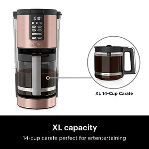 Ninja DCM201CP Programmierbare XL-Kaffeemaschine für 14 Tassen PRO mit Permanentfilter, 2 Brüharten, klassisch und reichhaltig, Brühverzögerung, Frische-Timer und Warmhalten, spülmaschinenfest, Kupfer