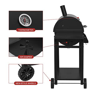 Royal Gourmet CC1830T 30-Inch Barrel Charcoal Grill with Front Storage Basket, Outdoor Backyard BBQ Party Cooking Grill with 627 sq. in. Cooking Area, Black