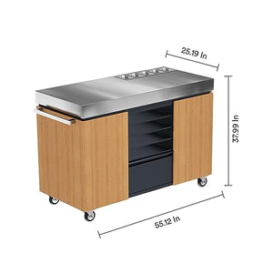 Everdure Pizza Oven Station - Preparation Cart with Stainless Steel Countertop, Four Slide Out Shelves for Pizzas, On Wheels for Portability - Perfect Addition for Your Outdoor Pizza Oven