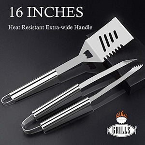 ROMANTICIST 30pcs Stainless Steel Grill Tool Set, Heavy Duty BBQ Grilling Accessories for Men Women, Non-Slip Grill Utensils Kit with Thermometer Mats in Aluminum Case for Outdoor, Camping Silver