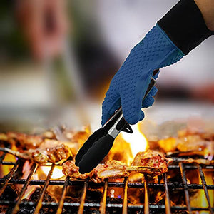 GEEKHOM Silicone BBQ Gloves, Heat Resistant Kitchen Oven Mitts, Waterproof Oven Gloves, BBQ Grill Accessories for Baking, Fryer, Smoker, Weber, Pizza, Microwave, Non-Slip Oil Resistant (Royal Blue)