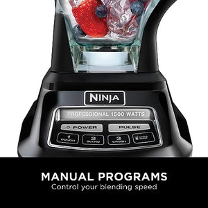 Ninja BL770 大型厨房系统，1500 瓦，4 种功能，适用于冰沙、加工、面团、饮料等，配有 72 盎司* 搅拌机投手，64 盎司。处理器碗，(2) 16 盎司。外带杯和 (2) 个盖子，黑色
