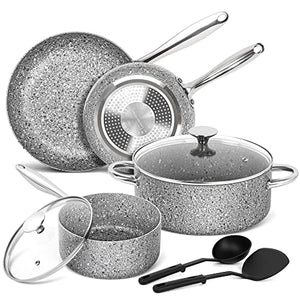JEETEE Granite Cookware Pots and Pans Set - 16 Piece - ATGRILLS