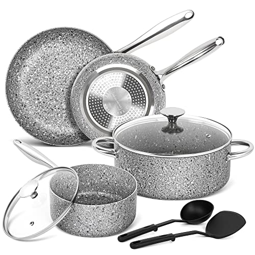 MICHELANGELO Pots and Pans Cookware Set - 8 Piece - ATGRILLS