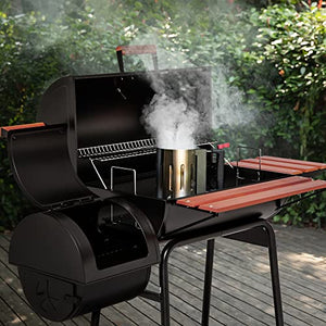 Royal Gourmet CC1830W 30 桶木炭烤架，带边桌，627 平方英寸，户外后院、露台和派对，黑色