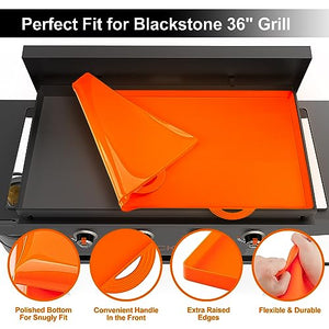 Jusoit 36​​ 英寸 Blackstone 烤盘盖，用于烧烤顶部的重型食品级硅胶烤盘垫，户外 Blackstone 配件，防止污垢和生锈