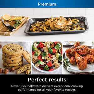 Ninja B39010 Foodi NeverStick Premium 10-Piece Bakeware Sheet Set، 500⁰F تک اوون محفوظ، (2) بیکنگ شیٹس، کوکی شیٹ، لوف پین، مفن پین، (4) کیک پین اور کولنگ/روسٹنگ ریک، گرے