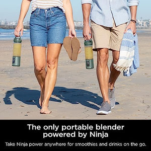Ninja BC151EM Blast 便携式搅拌机，无绳，18 盎司。容器，个人搅拌机 - 用于奶昔和冰沙，不含 BPA，防漏盖子和吸嘴，USB-C 可充电，可用洗碗机清洗的部件，森林绿