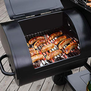 Royal Gourmet CC2036F 木炭烤架，带偏移吸烟者 Burch 烧烤桶烤架和吸烟者组合，1200 平方英寸，适用于大型活动、聚会露台和后院烹饪，黑色