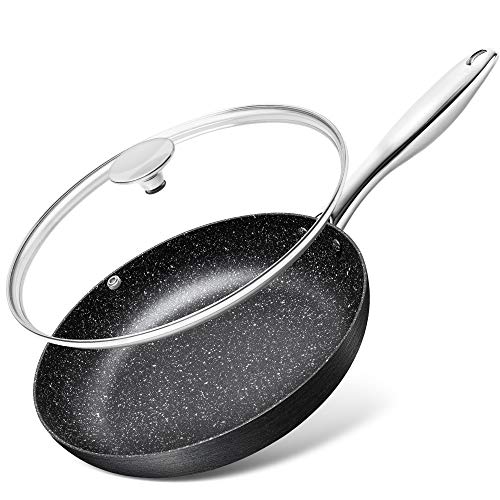 MICHELANGELO 10-Inch Frying Pan with Lid, Nonstick Granite Coating
