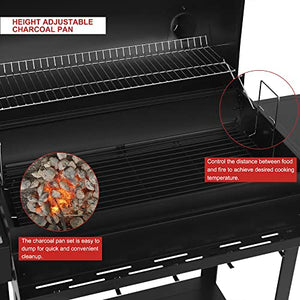 Royal Gourmet CC1830T Barbecue à charbon de bois de 76,2 cm avec panier de rangement avant, barbecue extérieur dans le jardin avec zone de cuisson de 627 m², noir