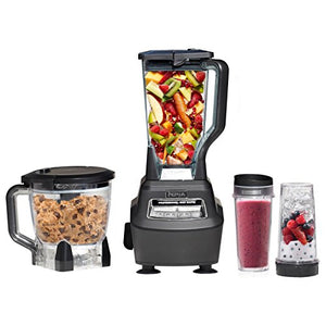 Ninja BL770 Mega Kitchen System, 1500W, 4 Functions for Smoothies, Processing, Dough, Drinks & More, with 72-oz.* Blender Pitcher, 64-oz. Processor Bowl, (2) 16-oz. To-Go Cups & (2) Lids, Black