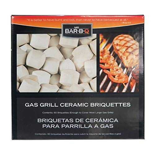 Mr. Bar-BQ 06000Y Briquettes autonettoyantes pour barbecue à gaz en céramique, remplacement pour pierres de lave, cuisson plus propre, briquettes de barbecue à gaz pour barbecue, EMW8015680, 60 pièces