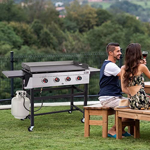 Royal Gourmet GB4003 Plaque de cuisson au propane pour barbecue d'extérieur à 4 brûleurs à dessus plat, barbecue de camping, jardin, cuisine, noir, GB4003, 36 pouces
