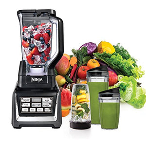 Ninja BL642 Nutri Ninja Personal & Countertop Blender with 1200W Auto-iQ Base, 72 oz. Pitcher, and 18, 24, & 32 oz. To-Go Cups with Spout Lids, For Smoothies, Shakes & More, Dishwasher Safe, Black