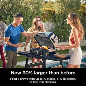 Ninja OG951 Woodfire Pro Connect Premium XL Outdoor Grill & Smoker, Bluetooth, App Enabled, 7-in-1 Master Grill, BBQ Smoker, Outdoor Air Fryer, Woodfire Technology, 2 Built-In Thermometers, Black